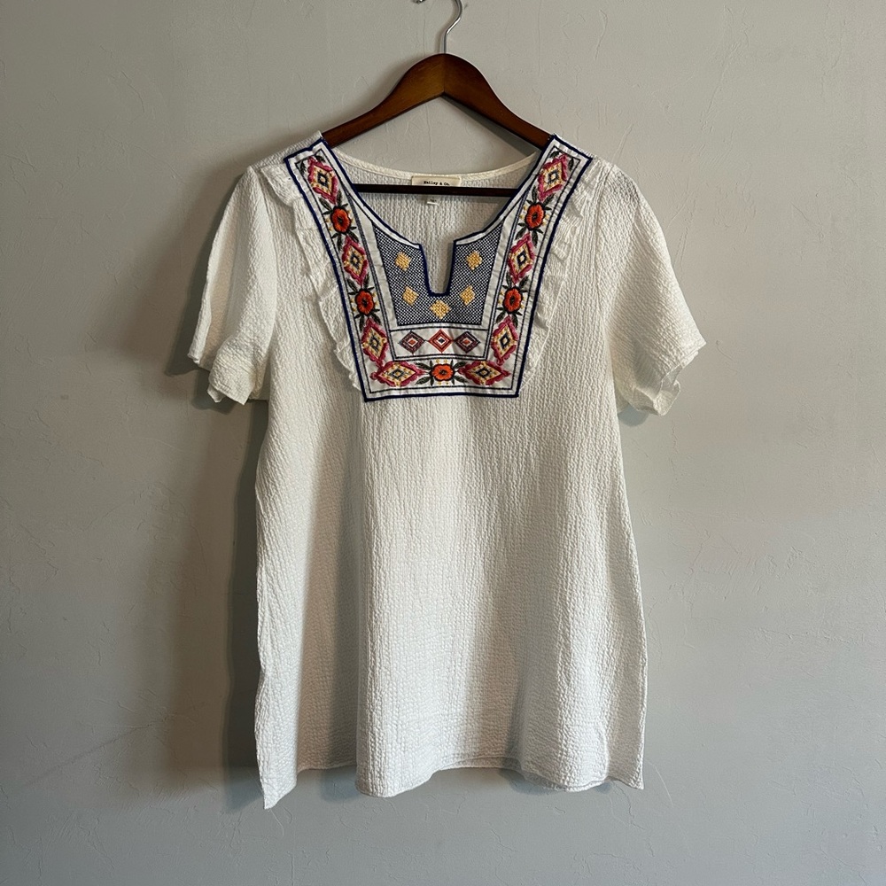 Hailey and Co. Top with Embroidered Details - NWOT